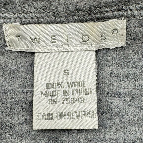TWEEDS Womens Small Gray 100% Wool Cardigan Sweater Button Ribbed Raglan Sleeves - Picture 4 of 7